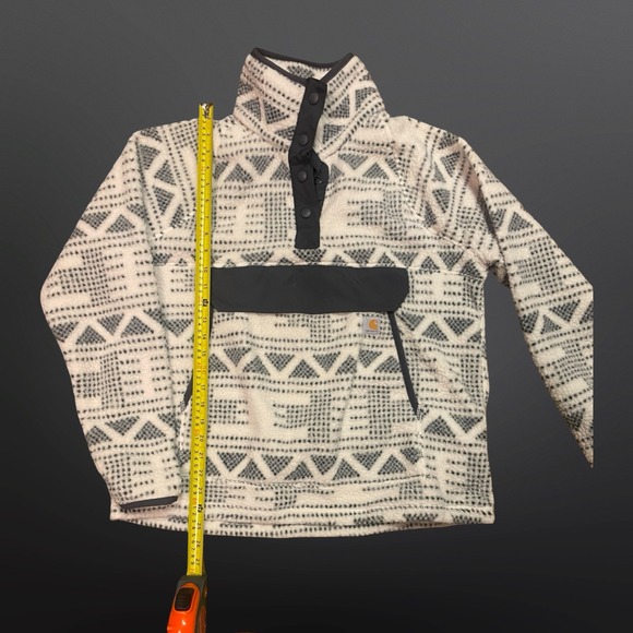 Carhartt Womens Relaxed Fit Fleece Pullover Geometric Tribal Print sherpa lined - Picture 3 of 7